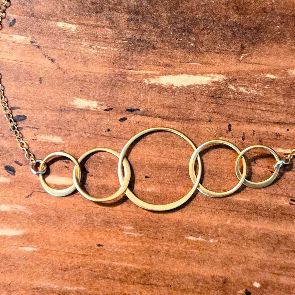 50-Year Gold-Plated Necklace | 5 Circle Design | 16" Milestone Jewelry Celebrate